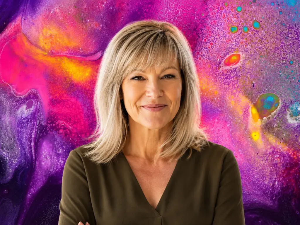 Miriam Nath Portrait in bunter Ekstase – lebendiges Körpergefühl